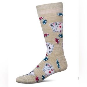 MeMoi Men’s Poker Themed Beige Socks (Shoe Size 8-12)